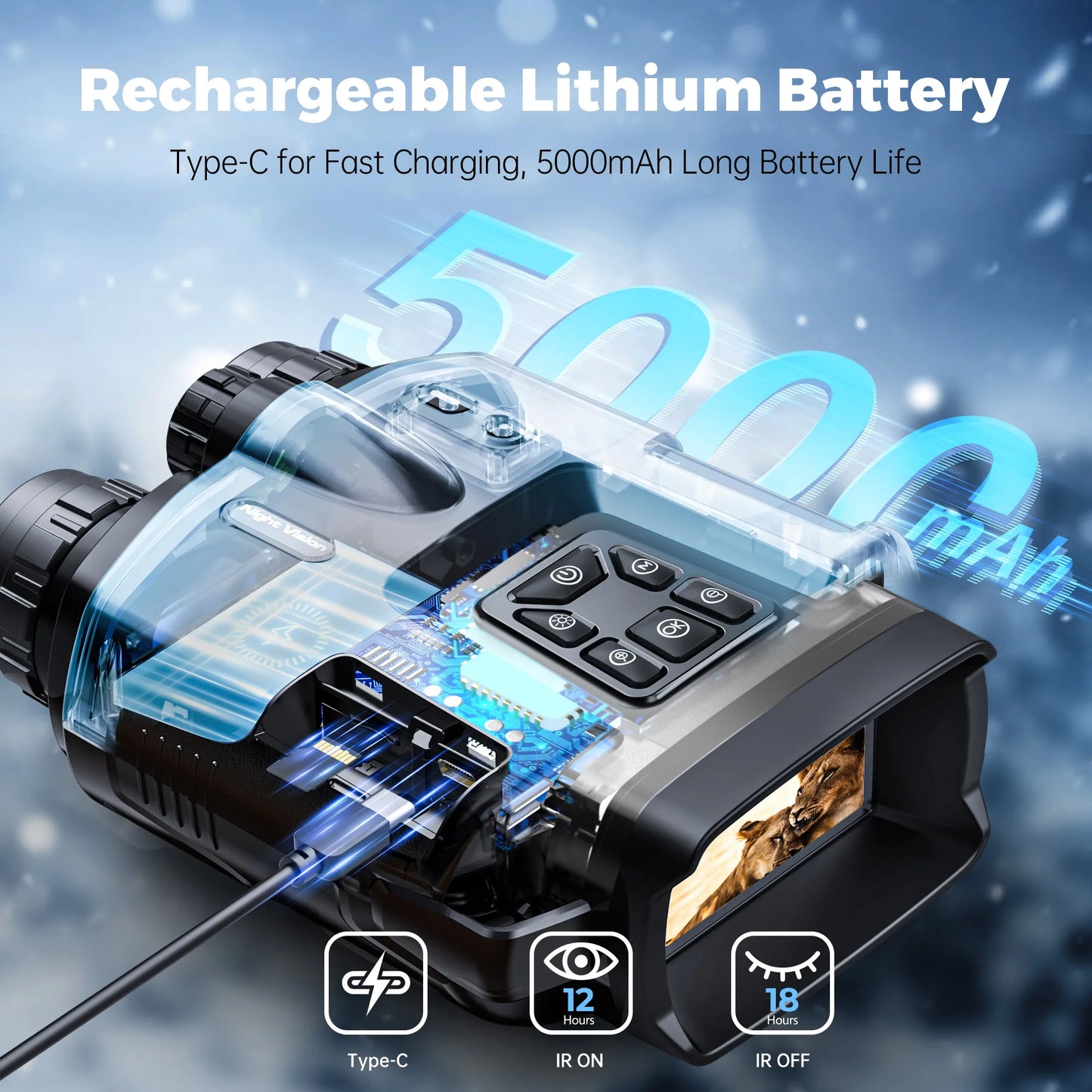 Night Vision Binoculars 3inch Screen 8X Digital Zoom