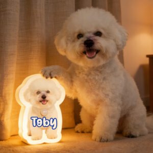 Personalized Motion Sensor Pet Photo Night Light, Custom Shaped Wall Lamp with Your Pet's Photo & Name