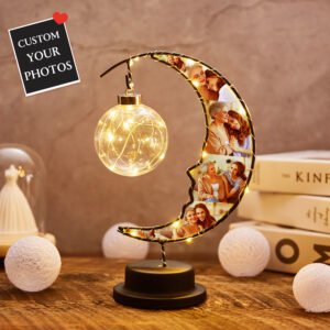 Personalized Photo Moon Light with 6 Custom Photos & Built-In Fairy Lights